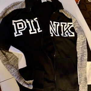 Victoria's Secret PINK Black and Gray Hoodie